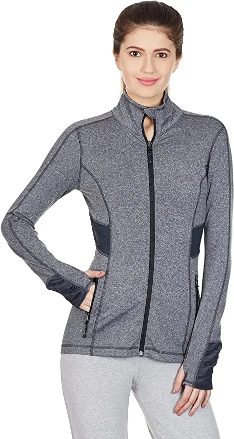 Sudadera Técnica GYM ROXY con cremallera Mujer Work It (kvjh) Ref. ARJJK03001 gris jaspeada