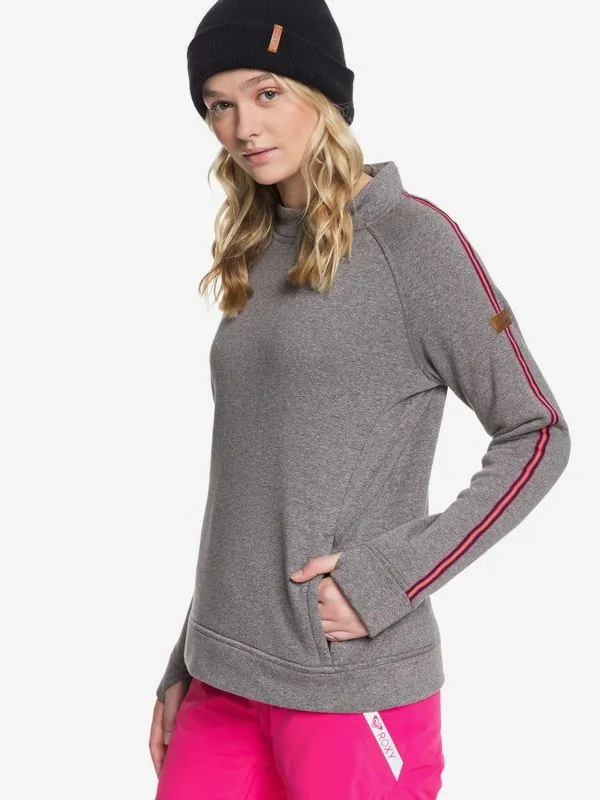 Sudadera Técnica ROXY cuello redondo Mujer Moon Drifter TRUE BLACK (kvj0) Ref. ERJFT03983 gris jaspeada