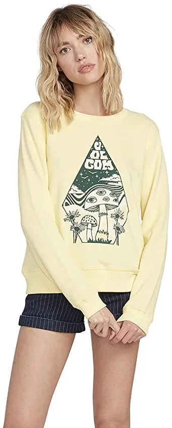 Sudadera VOLCOM Mujer cuello redondo MAGLIONE SOUND CHECK YELOW Ref. B4612052 Amarilla setas