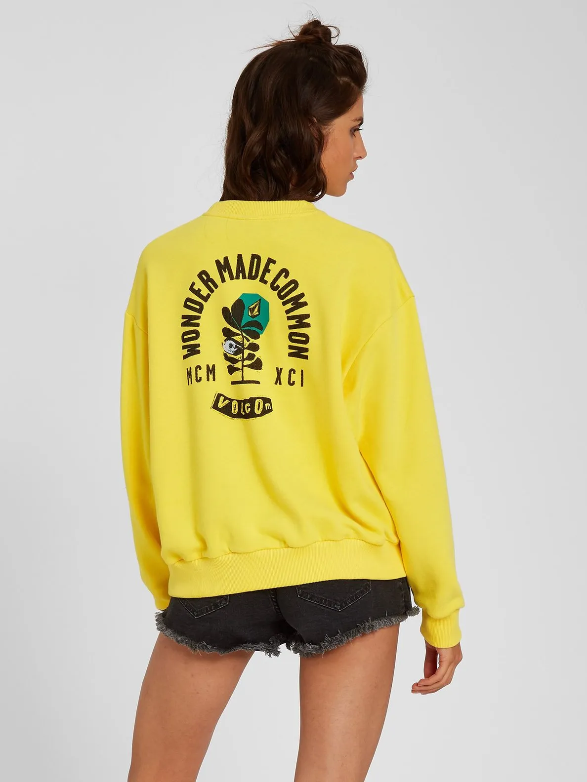 Sudadera volcom Mujer cuello redondo VOLCHECK – ACID LEMON Ref. B4612103_ACL amarillo limón