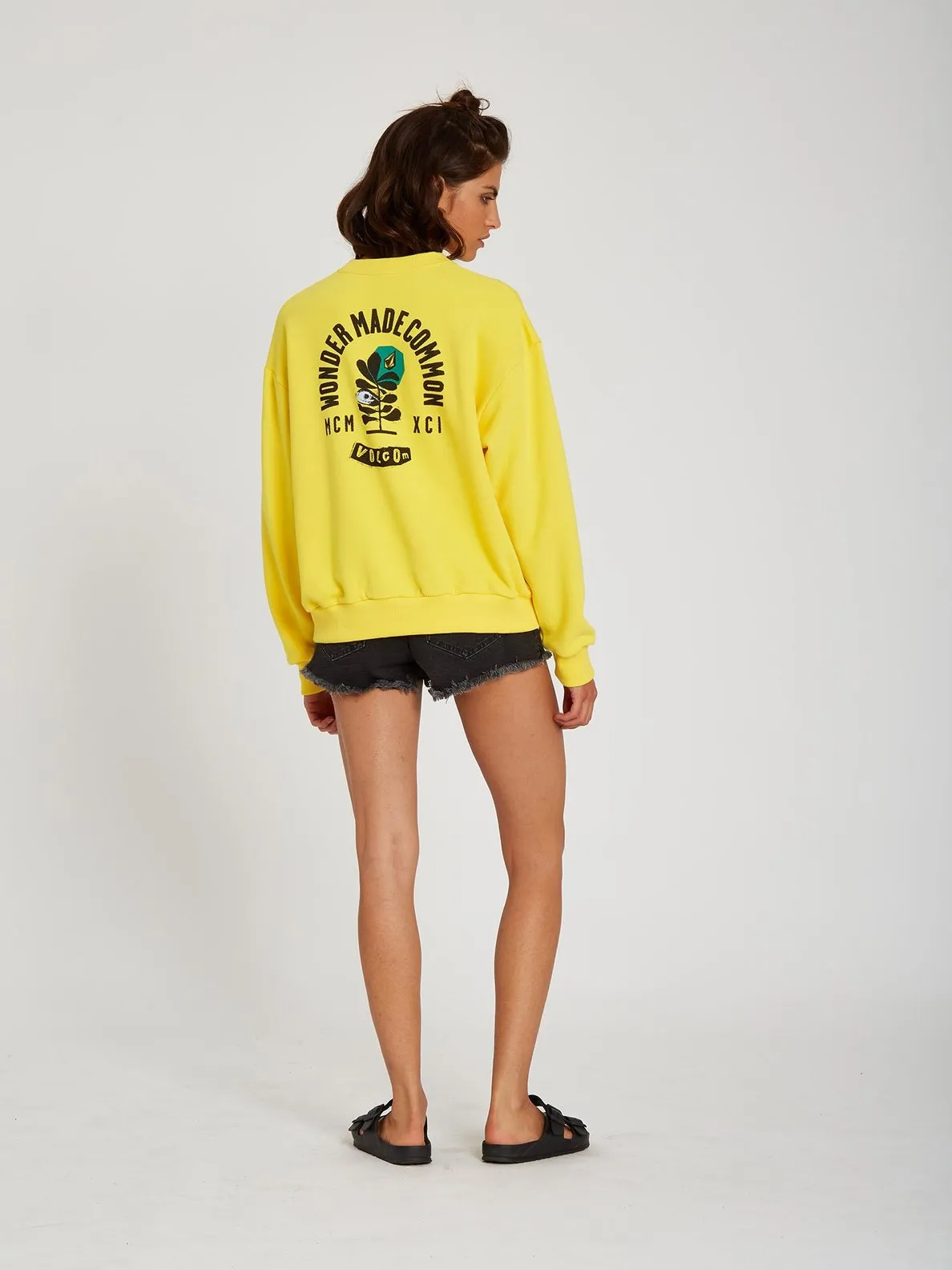 Sudadera volcom Mujer cuello redondo VOLCHECK – ACID LEMON Ref. B4612103_ACL amarillo limón