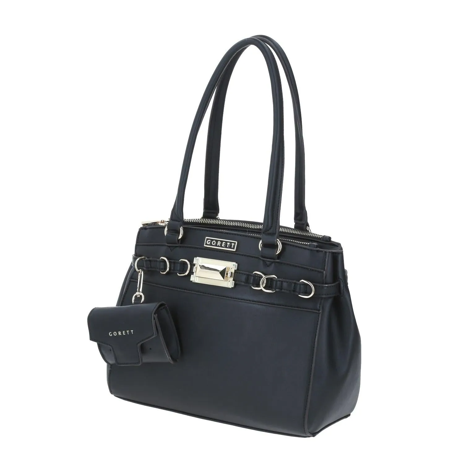 Tote Bag Negro Gorett RENNIT Con Accesorio Colgante Removible