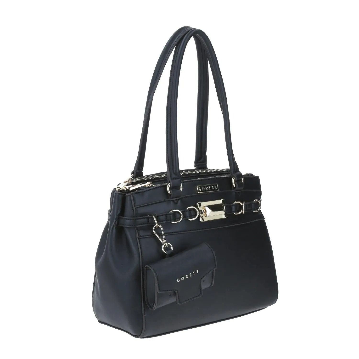 Tote Bag Negro Gorett RENNIT Con Accesorio Colgante Removible