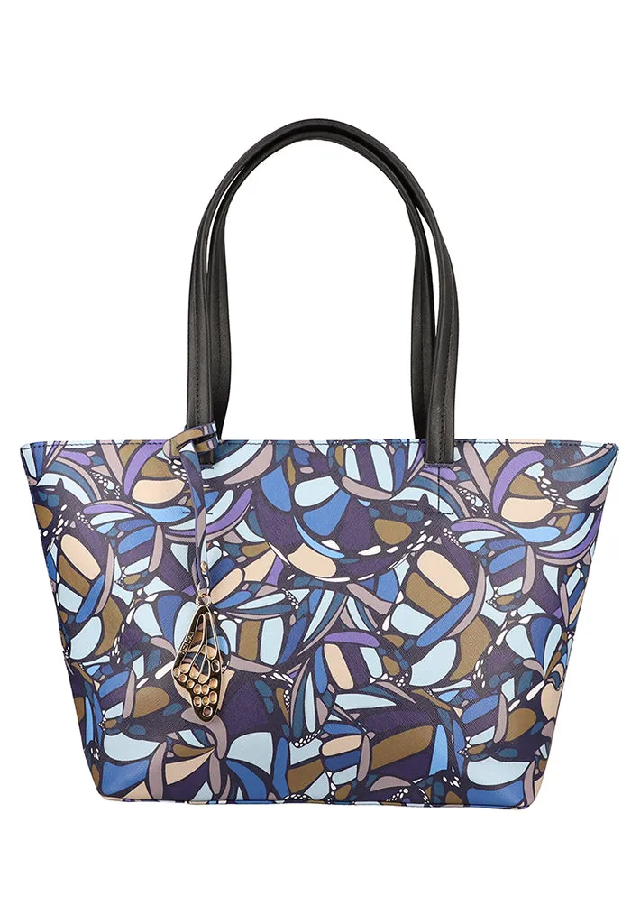 Tote K'iin Saffiano Mariposa Abstracta Azul Acero