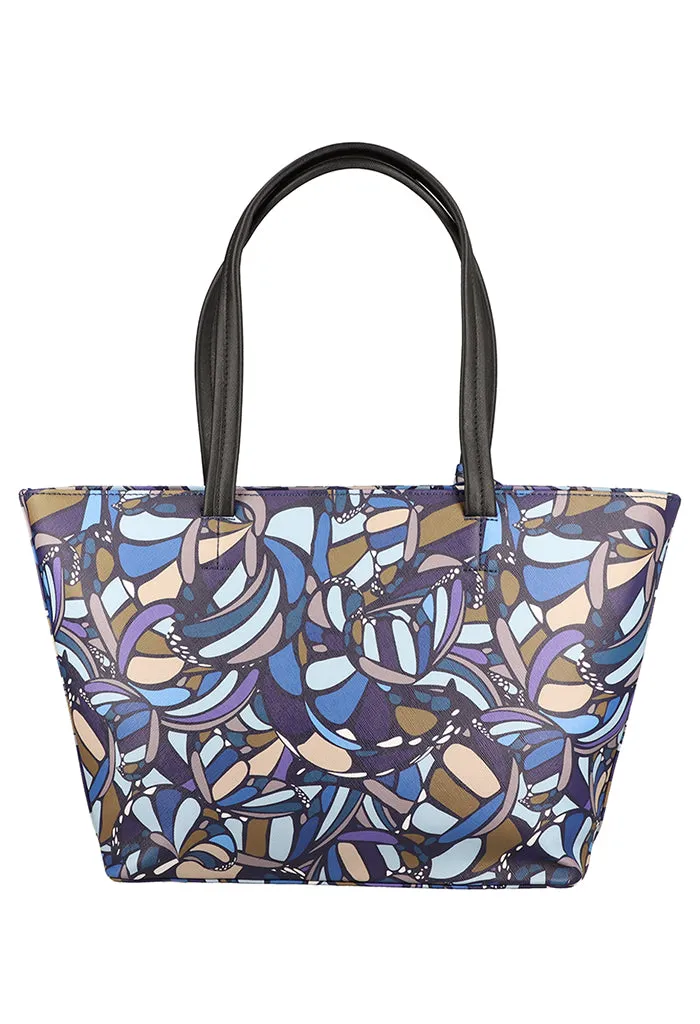 Tote K'iin Saffiano Mariposa Abstracta Azul Acero