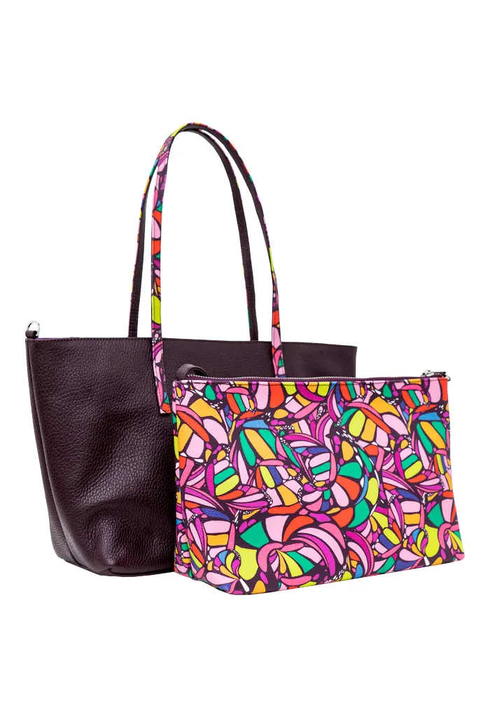 Tote Ocpan Uva Mariposa Abstracta Morado