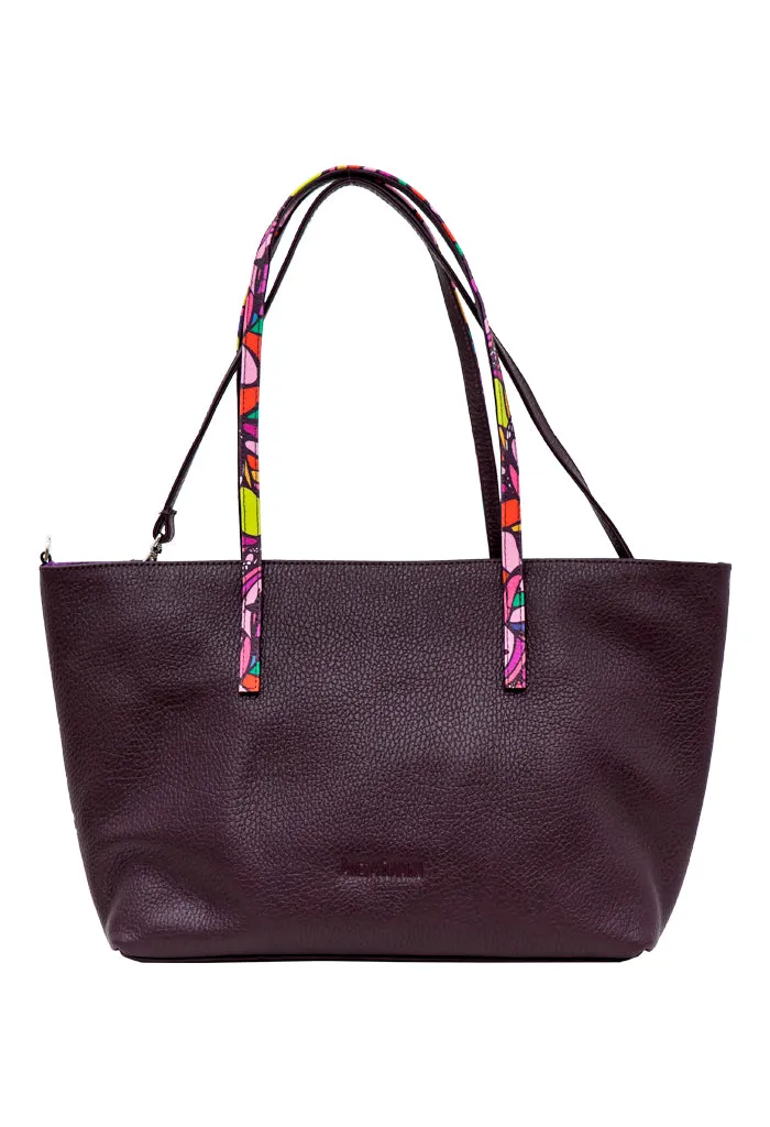 Tote Ocpan Uva Mariposa Abstracta Morado