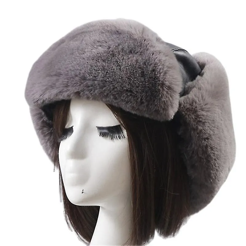 Trapper Warm Russian Trooper Hat Winter Skiing Cap Women Men Windproof Pu Leather