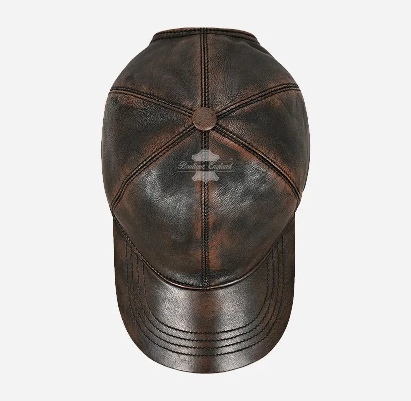 UNISEX Vintage Leather Baseball Caps Wax Vintage Leather Hats