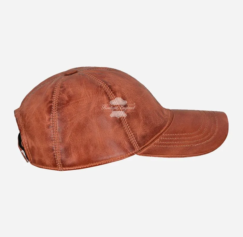 UNISEX Vintage Leather Baseball Caps Wax Vintage Leather Hats