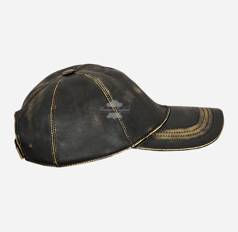 UNISEX Vintage Leather Baseball Caps Wax Vintage Leather Hats