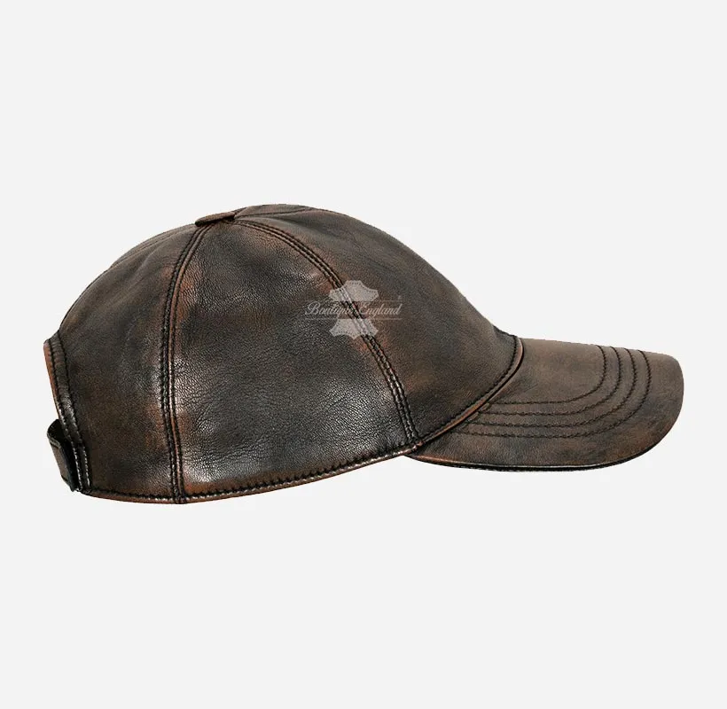 UNISEX Vintage Leather Baseball Caps Wax Vintage Leather Hats