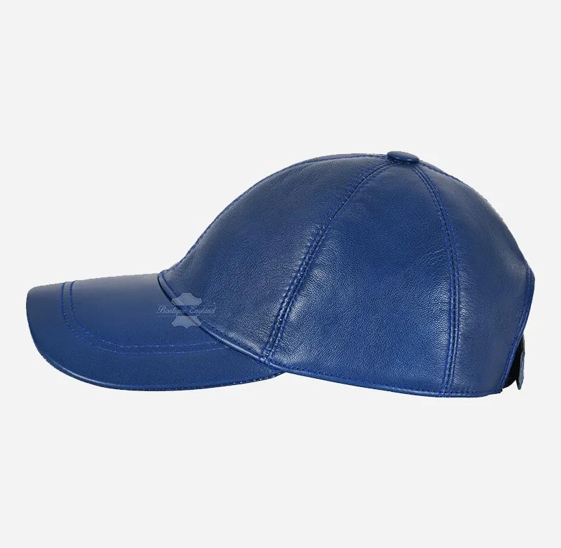 Versatile Unisex Leather Baseball Caps Hats - Blue & Red