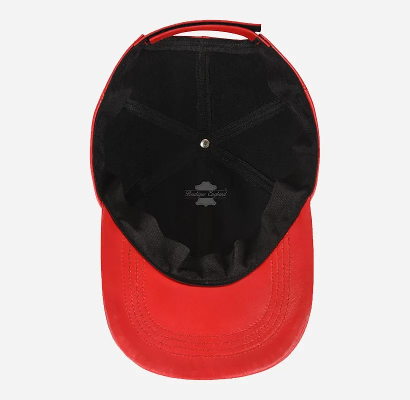 Versatile Unisex Leather Baseball Caps Hats - Blue & Red