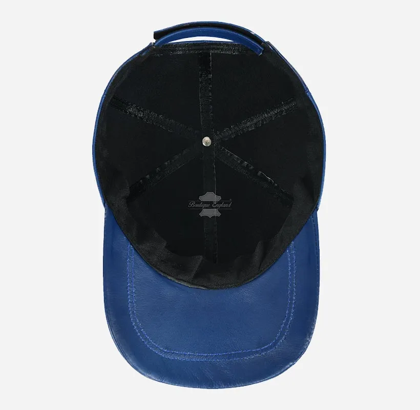 Versatile Unisex Leather Baseball Caps Hats - Blue & Red