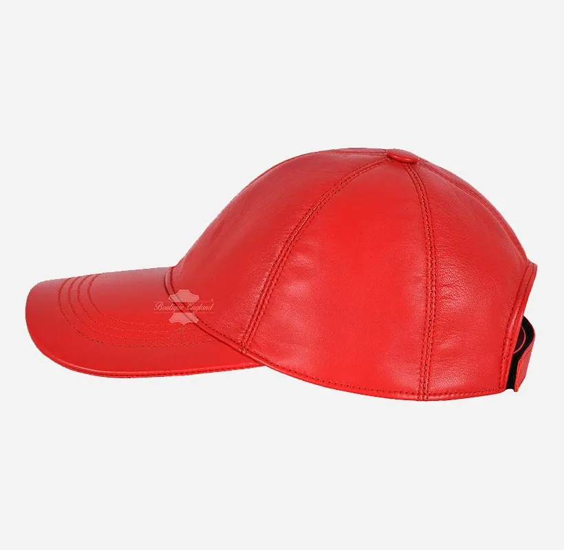 Versatile Unisex Leather Baseball Caps Hats - Blue & Red