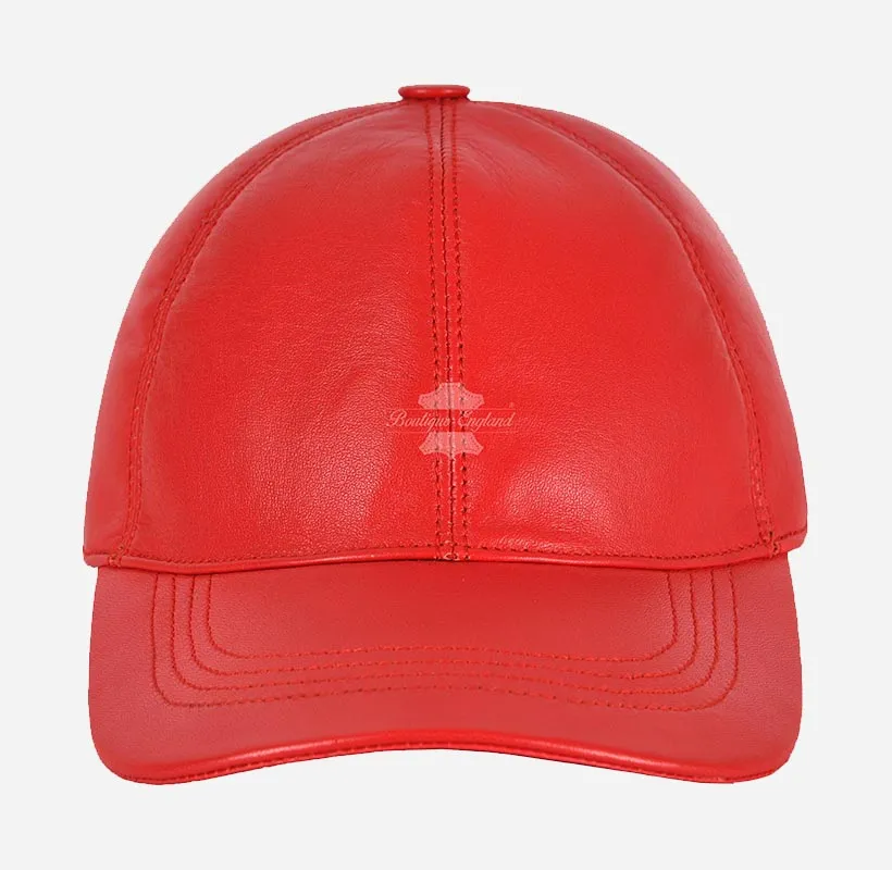 Versatile Unisex Leather Baseball Caps Hats - Blue & Red