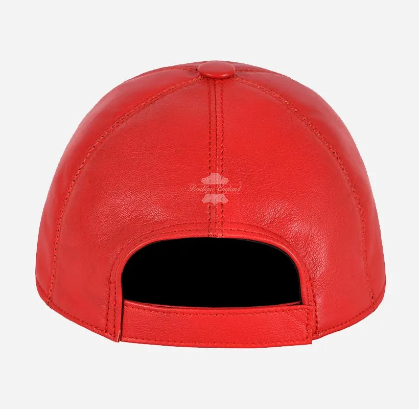 Versatile Unisex Leather Baseball Caps Hats - Blue & Red