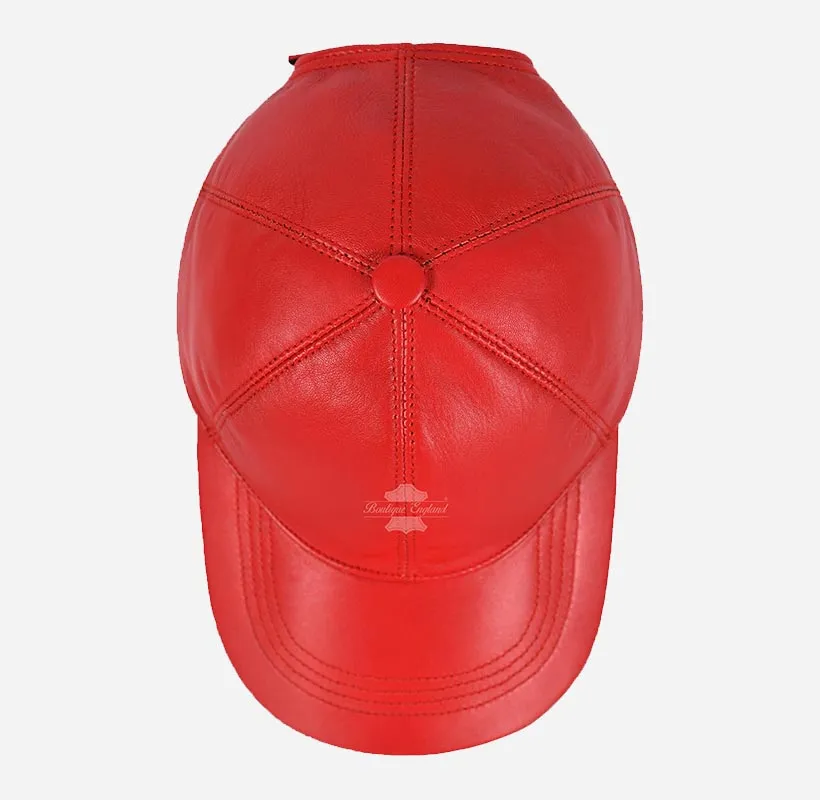 Versatile Unisex Leather Baseball Caps Hats - Blue & Red