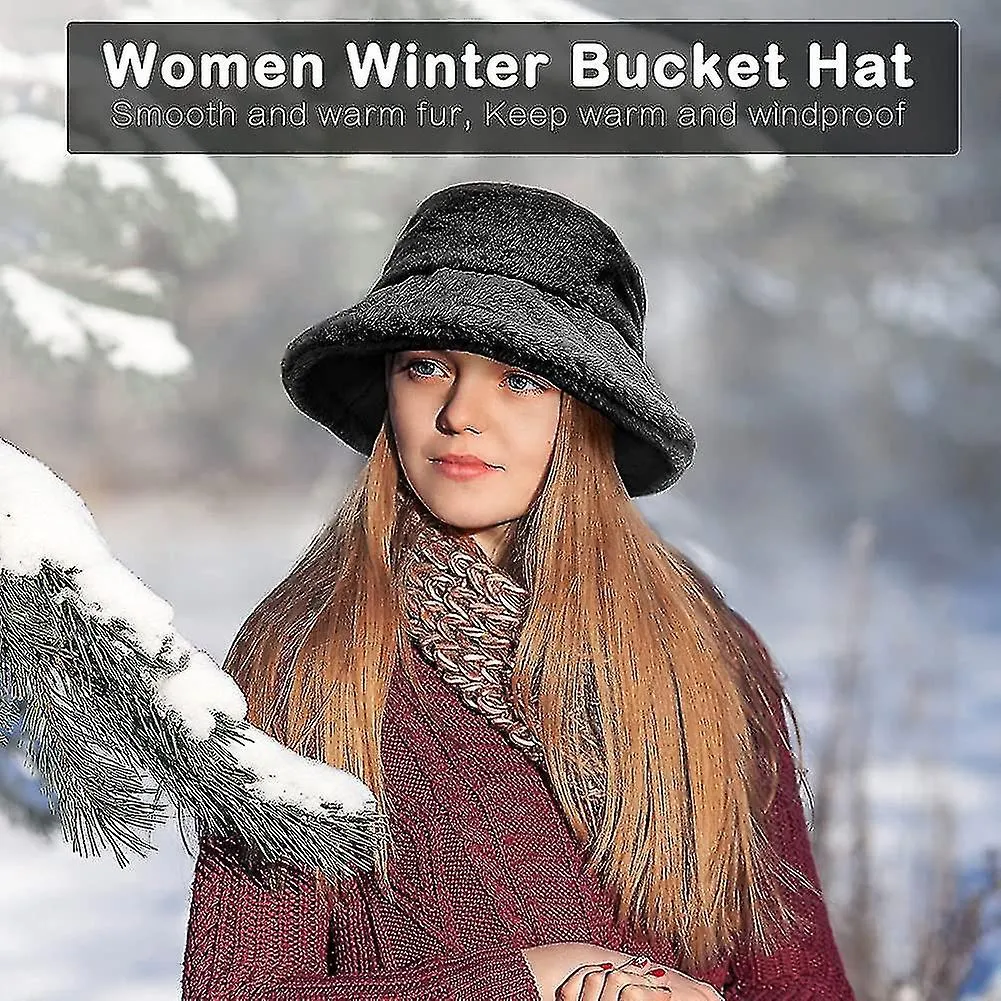 Winter Bucket Hat - Fluffy Fisherman Hat Faux Fur Hat Fuzzy Furry Warm Hat