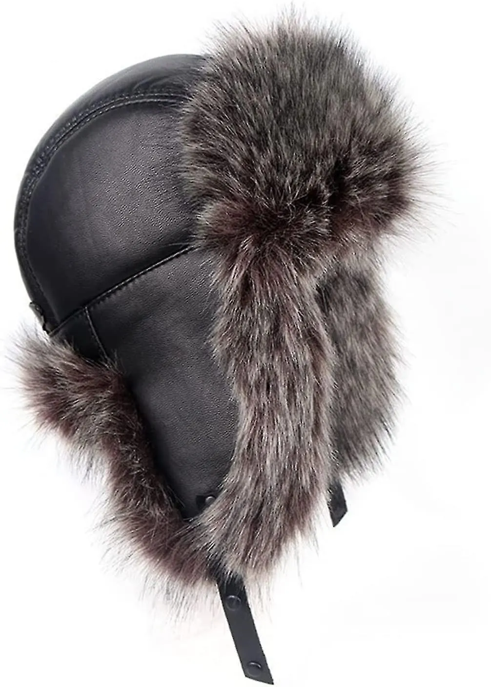 Winter Leder Faux Russischer Hut Mnner Sowjetische Bomber Hte Earlaps Schneekappe Fr Mnner (color : Brown Fur, Hat Size : 60cm)