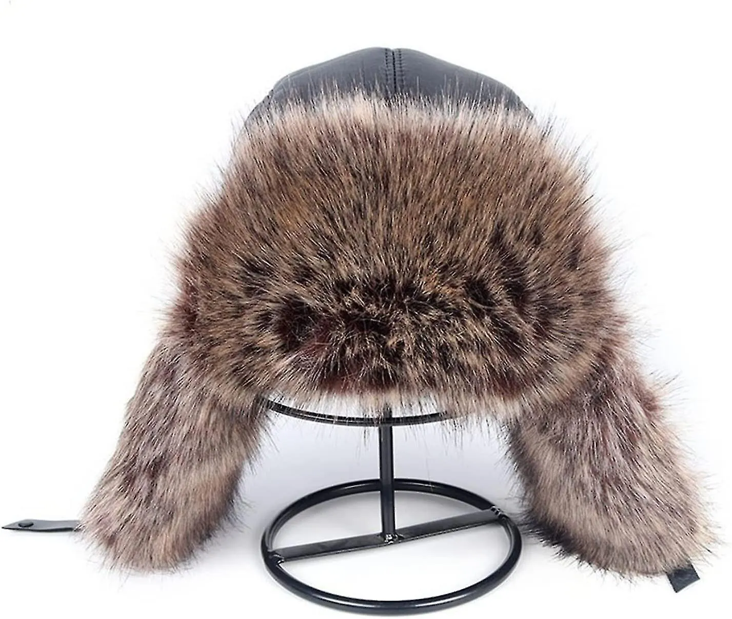 Winter Leder Faux Russischer Hut Mnner Sowjetische Bomber Hte Earlaps Schneekappe Fr Mnner (color : Brown Fur, Hat Size : 60cm)