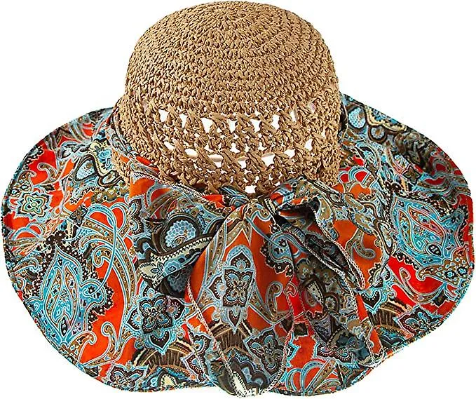 Women Crochet Sun Hat Wide Brim Boho Beach Visor Hats Summer Trendy Beach Cap Foldable & UV Protection