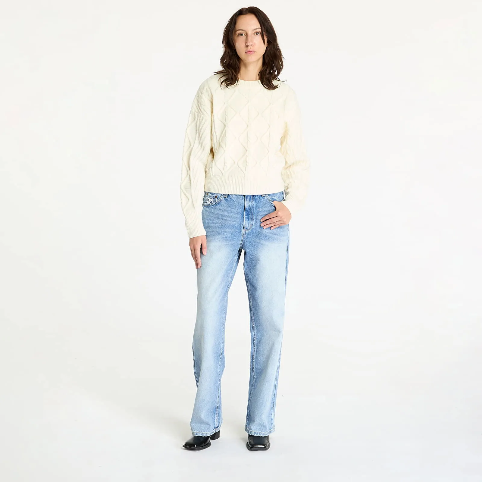 Wrangler Cable Knit Sweater Worn White