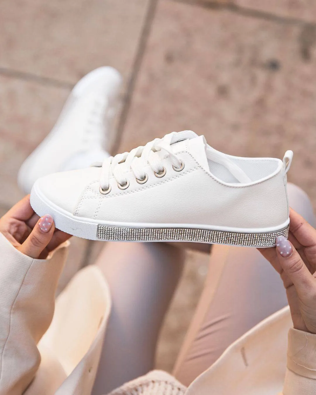 Zapatillas de lona blancas con cordones para mujer - Macy